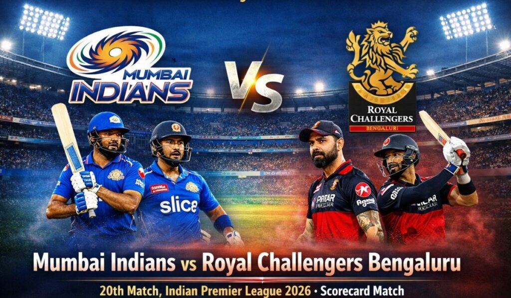 Mumbai Indians vs Royal Challengers Bengaluru, 20th Match, Indian Premier League 2026 – Scorecard Match